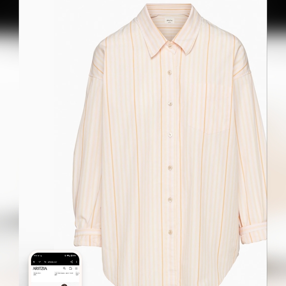 Wilfred Free Relaxed stripe button down Sz L - Picture 3 of 9